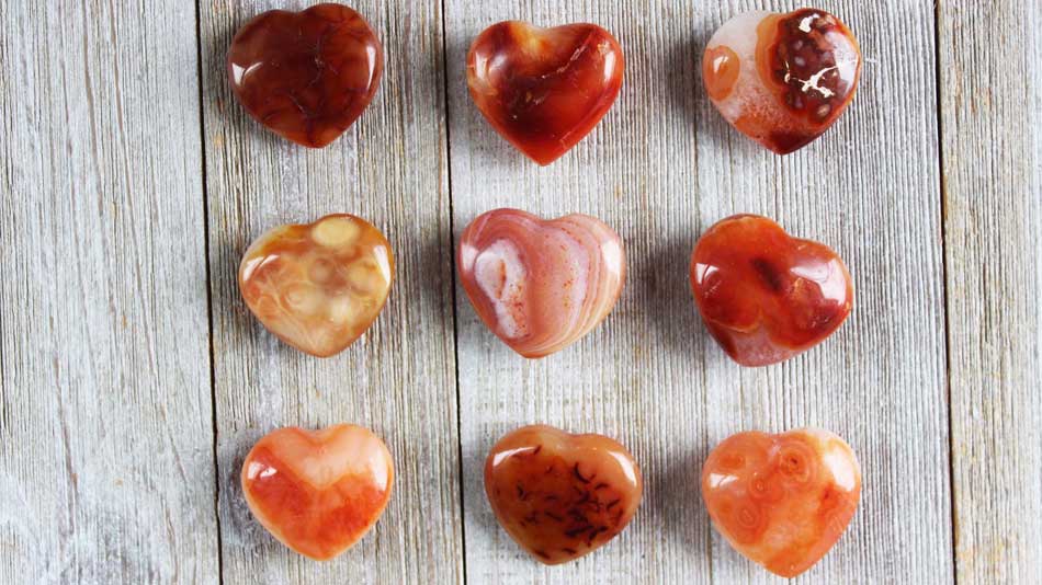 Carnelian crystal hearts