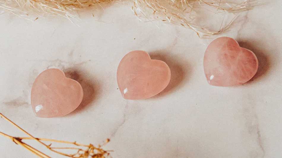 Rose Quartz crystal hearts