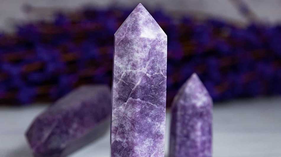 Lepidolite crystal towers