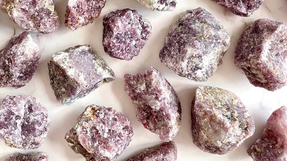 Raw Lepidolite crystals