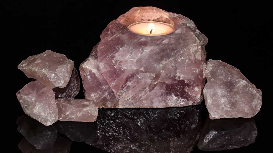 Rose Quartz crystal candlestick