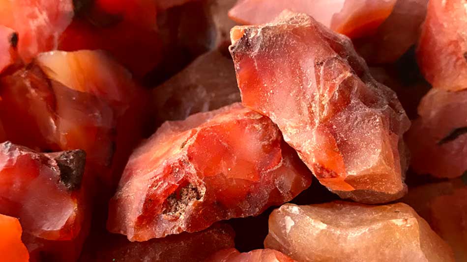 Raw Carnelian crystals