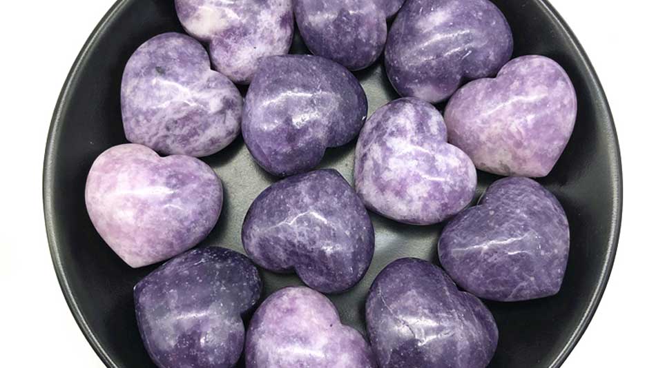 Lepidolite crystal hearts