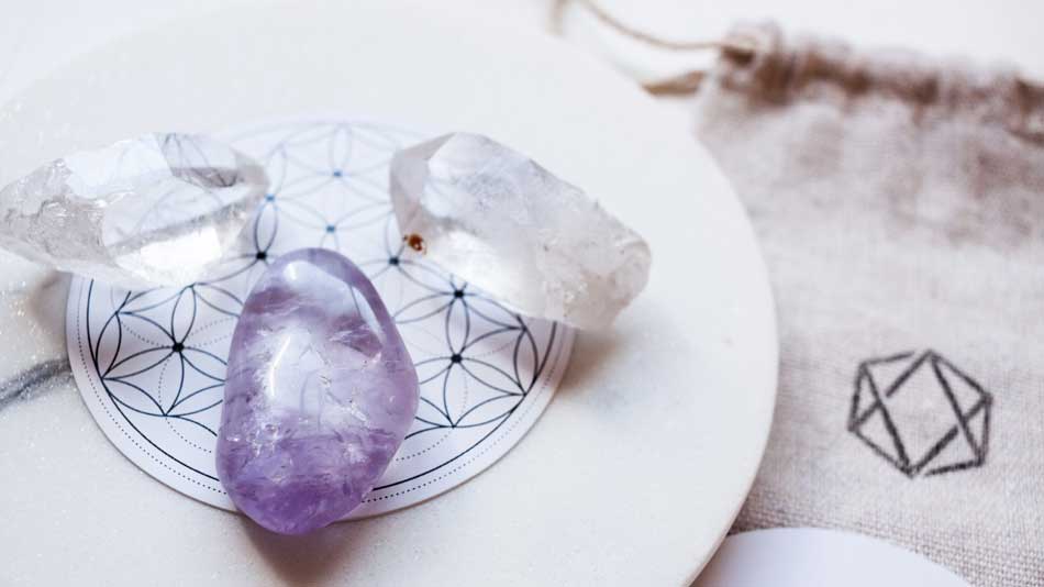 Amethyst and Clear Quartz crystals